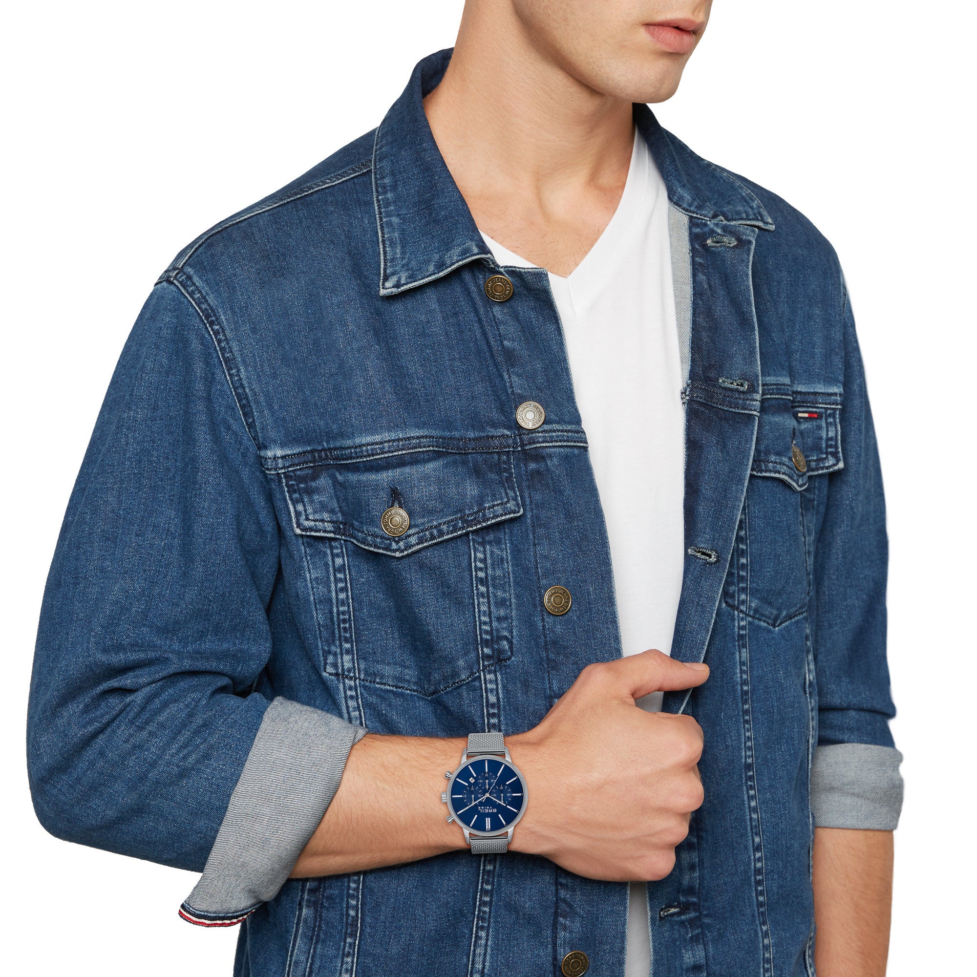 Breil Avery EW0507 Men's Chronograph Watch - 42mm Blue Sunray Dial, Stainless Steel Milanese Mesh Bracelet - Image 4