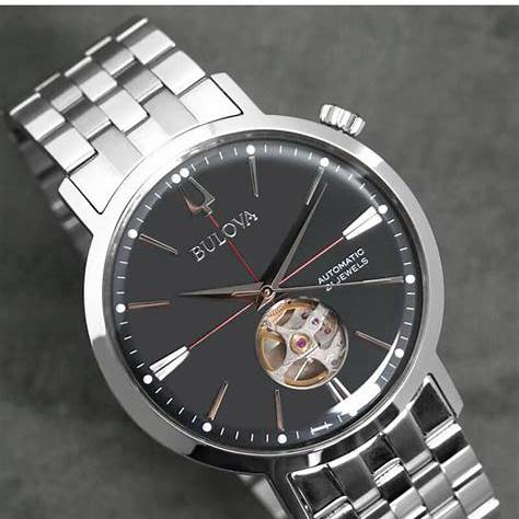 Bulova Classic Aerojet 96A199 Men's Automatic Watch - 41mm Stainless Steel Case, Black Dial, Stainless Steel Bracelet - Image 3
