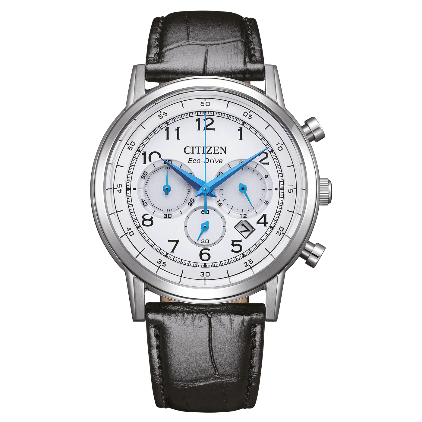 Citizen CA4630-02A Chronograph White Dial Black Leather Strap - Image 4