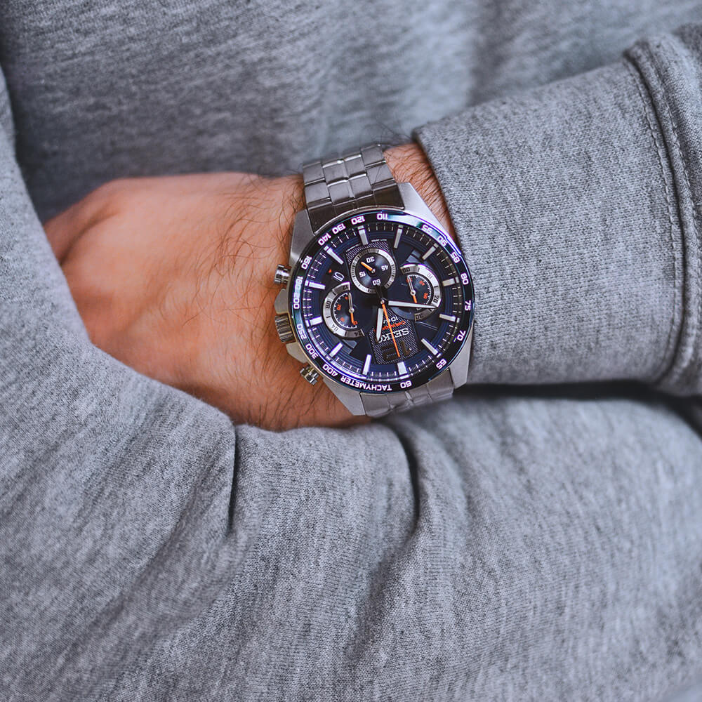 Seiko SSB345P1 Men's Chronograph Watch, Blue Dial, Stainless Steel Bracelet - Image 5